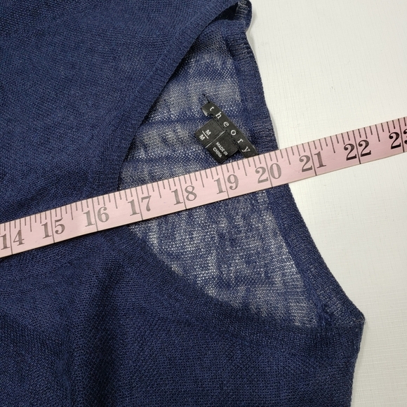 Theory Linen Viscose Lightweight Cardigan Navy Blue Button Up Women's Sz… - Picture 10 of 13